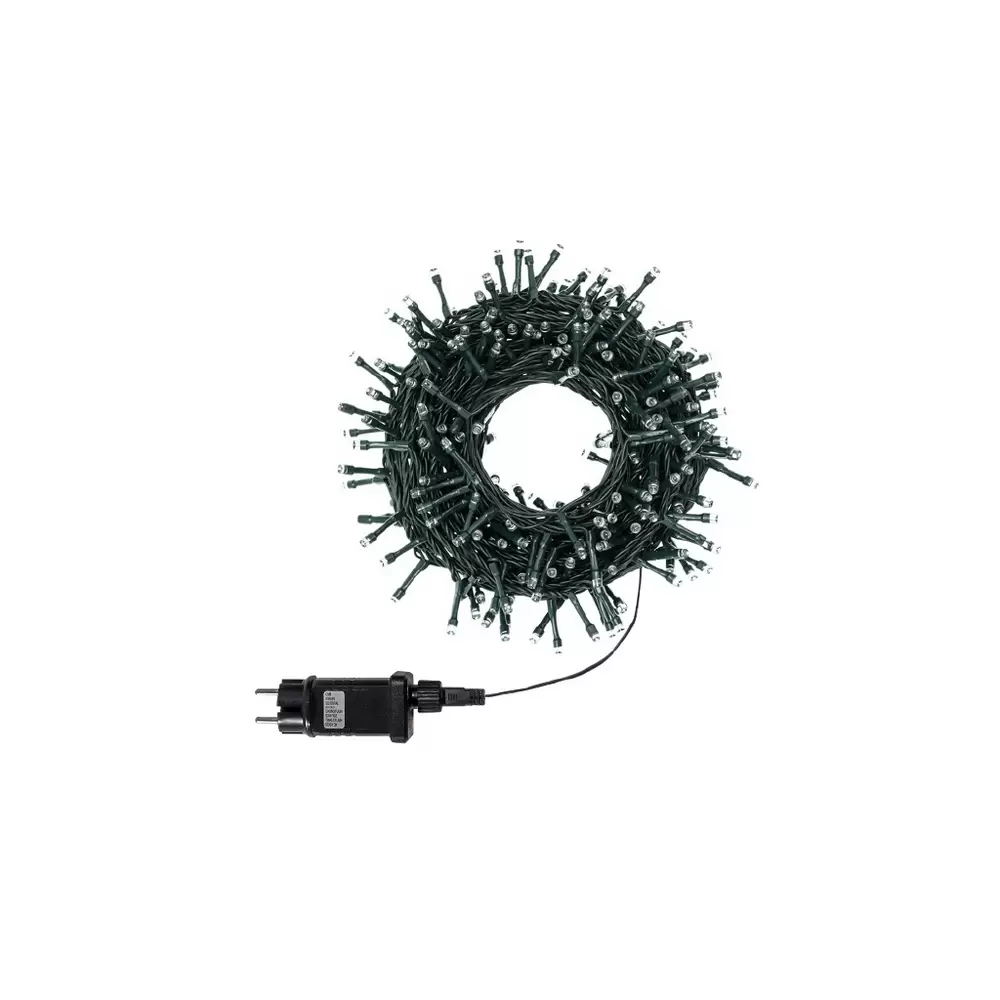 Catena di luci 25 metri da 500 Led Bianco Caldo con cavo verde Wisdom - immagine 3