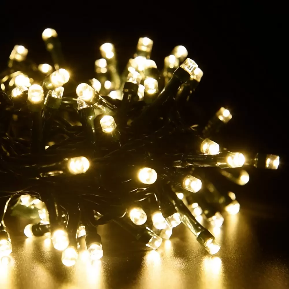 Catena di luci 25 metri da 500 Led Bianco Caldo con cavo verde Wisdom - immagine 6