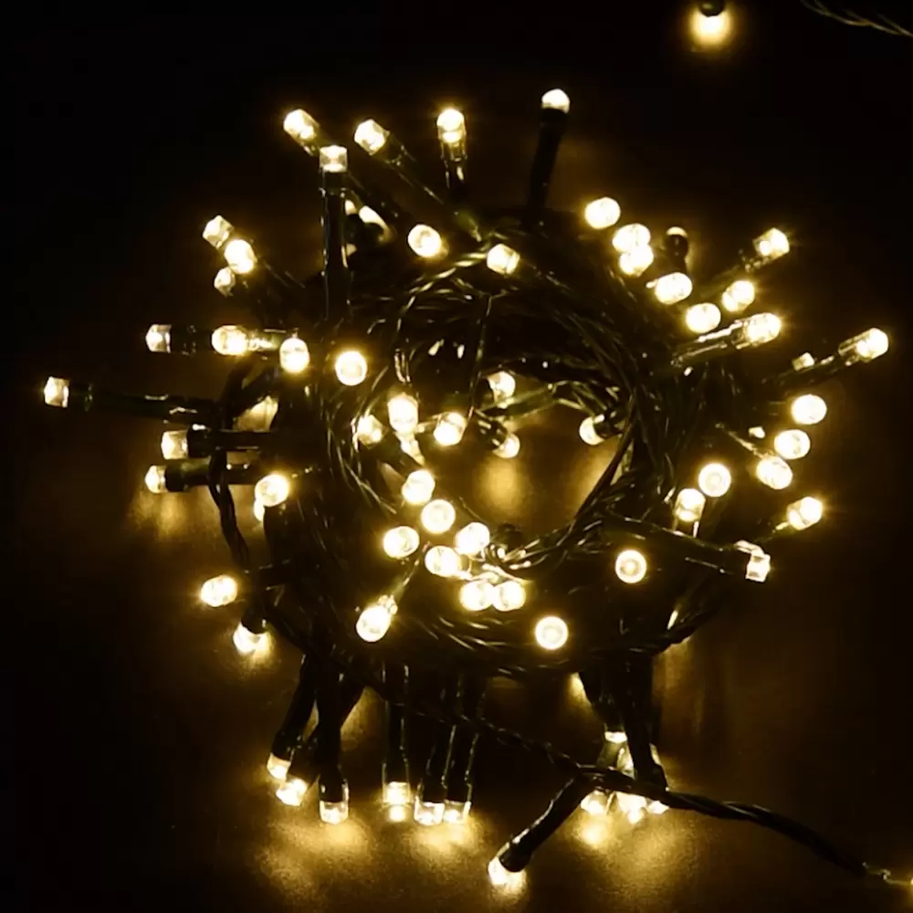 Catena di luci 25 metri da 500 Led Bianco Caldo con cavo verde Wisdom - immagine 7