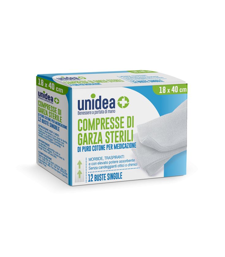 Unidea Compresse di Garza Sterili in Puro Cotone 18 x 40cm 12pz - immagine 2