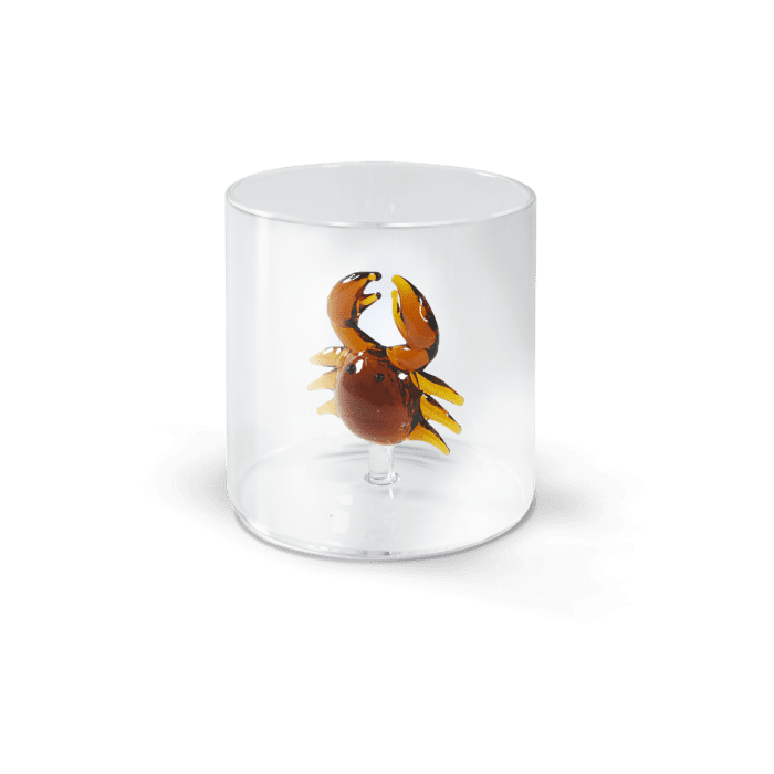 WD BICCHIERE IN VETRO BOROSILICATO CON SOGGETTO IN VETRO COLORATO GRANCHIO